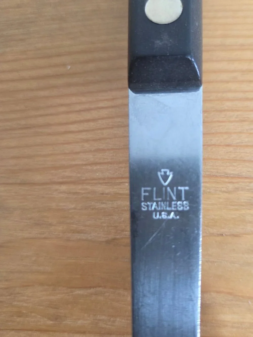 Vintage Flint Arrowhead Stainless Meat Carving Serving Fork USA Black Handle